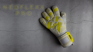 Goalkeeping glove negative cut yellow and white