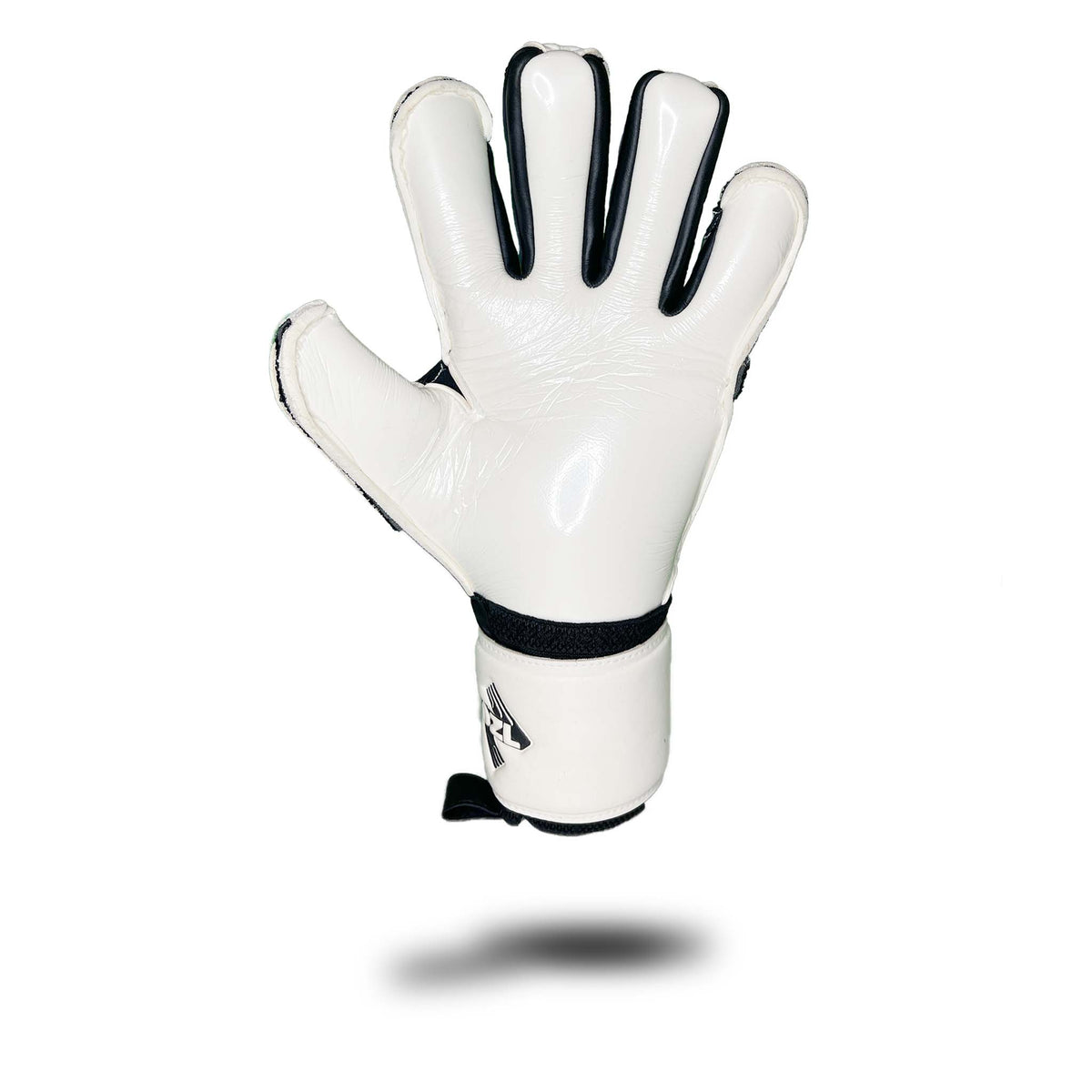DZL Classix Hybrid goalkeeper glove, palm view showing German Contact Grip latex